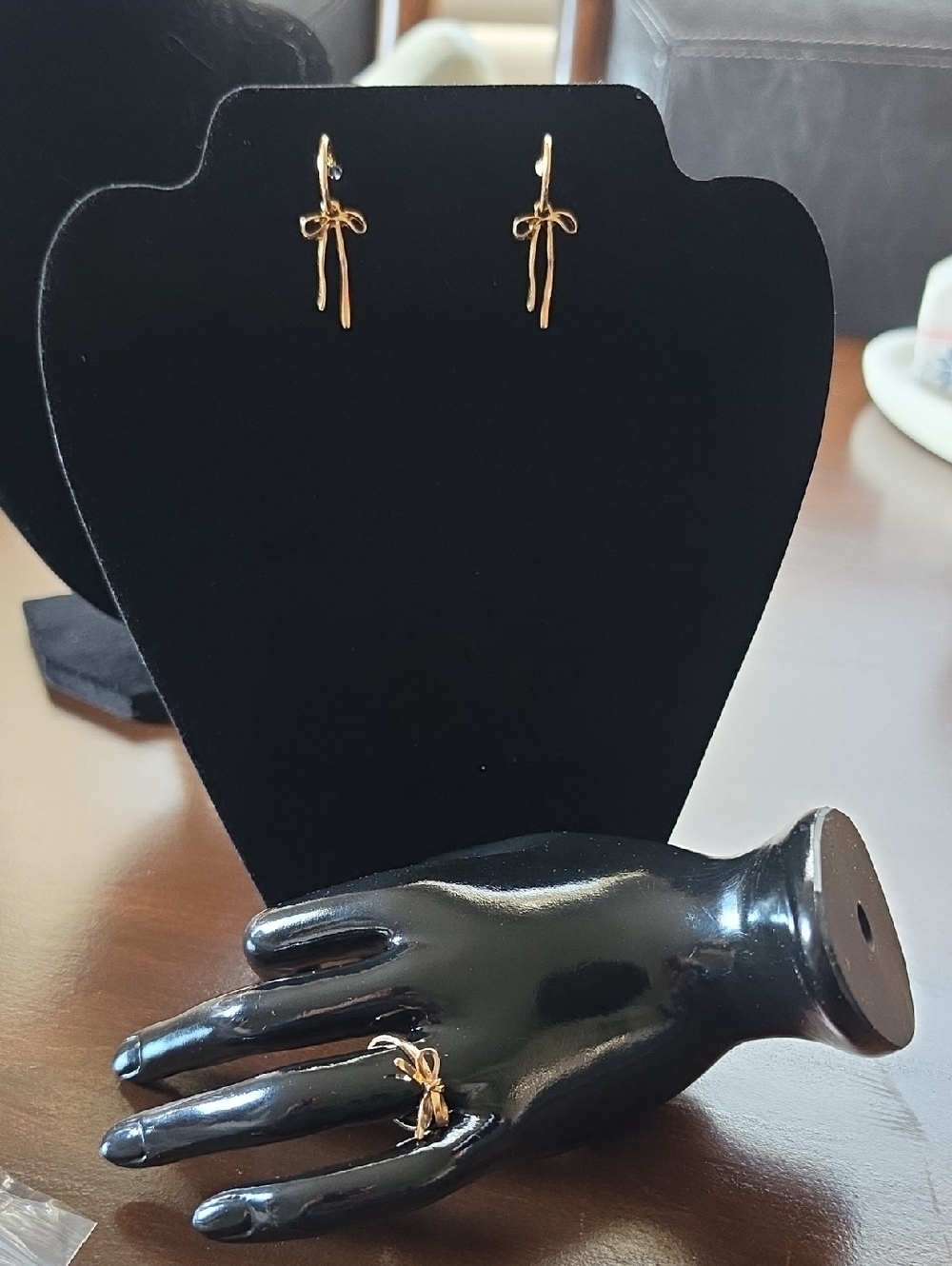Delicate Gold Bow Drop Earrings - Women Jewelry